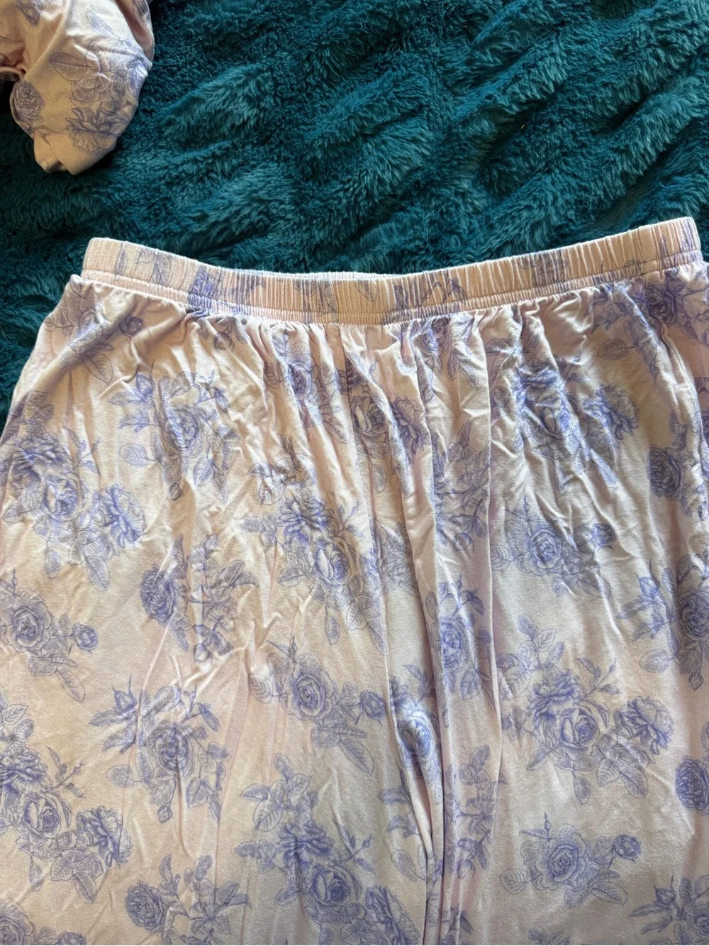 Pink Lily Lavender Floral Wide-Leg Pajama Set
